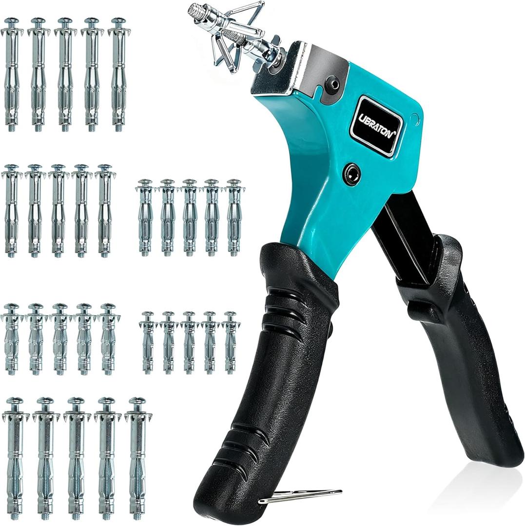 LIBRATON Molly Bolts for Drywall & Plaster Walls (0.12"-1.52"), 30PCS in 6 Sizes with Setting Tool, Heavy Duty Hollow Wall Metal Anchors Screws Kit, Holds Up to 65lbs, for TV, Shelf, Mirror