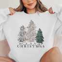 ASTANFY Merry Christmas Sweatshirt for Women Plaid Holiday Long Sleeve Tree Pullover Lightweight Shirt (Yellow, L)