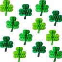 JULMELON 18 PCS St. Patricks Day Honeycomb Decorations, 3D Green Lucky Clover Shamrock Hanging Ornament Paper Irish Decor for St Patricks Day Party Supplies Classroom Home Bar Indoor Outdoor