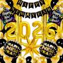 2026 New Years Decorations Kit, Happy New Year Balloon 2026 New Years Eve Party Supplies 2026 Set with 2026 Balloons,Happy New Year Banner, Explosion Balloons for New Year's Decorations 2026