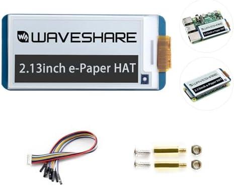 Waveshare 2.13" E-Ink Display HAT V4 Version Compatible with Raspberry Pi Raspberry Pi 5/4B/3B/Zero/Zero W/Zero 2W/Pico/Pico W/Pico WH, 250x122 Resolution SPI Interface Supports Partial Refresh
