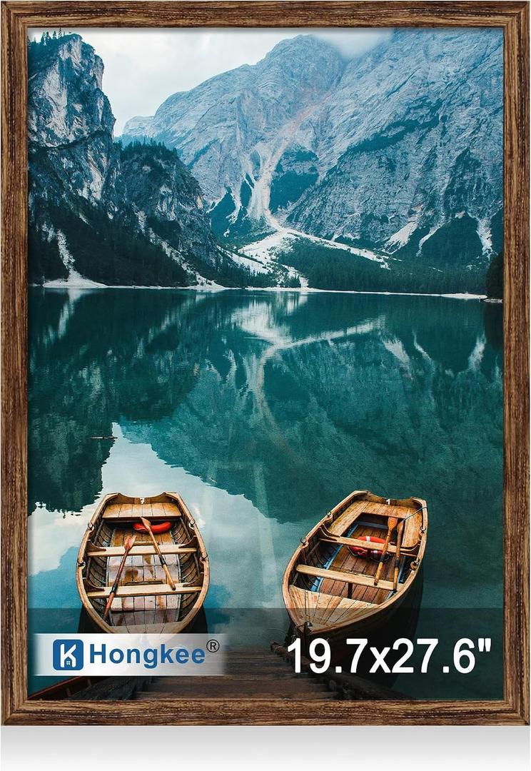 Hongkee 19.7x27.6 Frame, Rustic Brown Wood Style, Wall Mounting