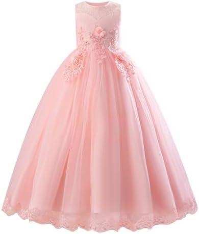 IDOPIP Flower Girl Lace Dress for Kids Wedding Bridesmaid Pageant Party Formal Long Maxi Gown Big Little Princess First Communion Birthday Prom Sleeveless Bowknot Puffy Tulle Dresses Pink 13-14 Years: Clothing, Shoes & Jewelry 170