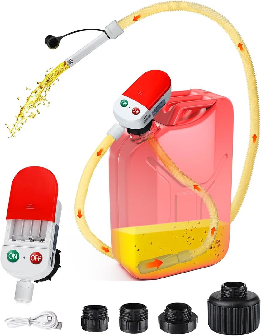 3.2 GPM High Flow Electric Fuel Transfer Pump - Cordless Auto-Stop Battery/USB Powered Siphon Pump, Fits for Gas/Oil/Diesel Can Jug Tank