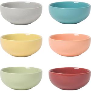 Now Designs Canyon Ceramic Pinch Bowl Set, Soy Sauce Dish, Set of 6, 2 oz
