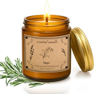 Sage Candles for Cleansing, 16oz Large Jar White Scented Candle, Over 100 Hours of Burn Time, Ideal for Home Decor and Gift