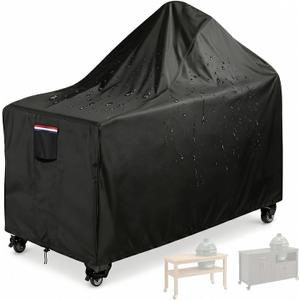 Big Green Egg Covers fit for 60 Inch Kamado Ceramic Grill, Outdoor Big Green Egg Table Cover Heavy Duty 600D Waterproof, Compatible with BigGreen Egg Table 60" L x 30" D x 50" HBlack