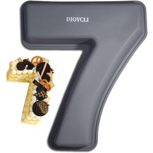 Dioycli Large Number Cake Pans for Baking 3D Cake Silicone Cake Mold DIY Personalized Cake Pan for Birthday and Wedding Anniversary Number 7 Cake Pan of 10 Inch