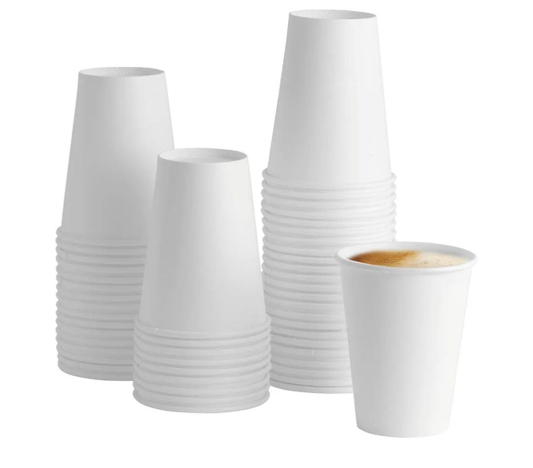 GUSTO White Paper Cups [12 oz - 100 Count] Disposable Coffee Cup for Hot Drinks – Sturdy & Eco-Friendly – Paper Cups for Tea, Cocoa & More – (Formerly Comfy Package