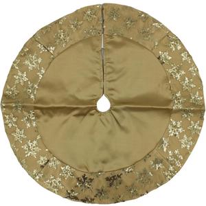 Kurt Adler Tiny 20-inch Miniature Satin Tree Skirt with Sequined Snowflake Border for Table Top Trees (Gold)