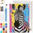 GHHKUD Zebra Paint by Numbers with Frame for Adults Beginners, DIY Animals Paint by Numbers for Age 6-12, Art on Canvas Gifts Home Wall Decor 8x12in