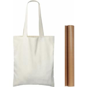 NPBAG 25 Pack 8.2'' X 10'' Mini Natural Cotton Tote Bags, Small Lightweight Blank Bulk Cloth Bags with 1pc of PTFE Teflon Sheet - Perfect for Parties Holidays