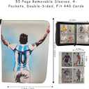Soccer Card Binder 440 Pockets- Waterproof Trading Card Album with 55 Removable Sleeves Fit - 3 Rings with Zipper -Compatible with Topps Sports Cards Collection