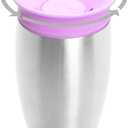 Munchkin Stainless Steel Sippy Cups for Toddlers 1-3, Spill Proof Miracle 360 Cup, Insulated, 10 Ounce, Purple