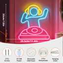 2 x Music Theme Neon Sign, Headphone Figure and Record Light Up Sign, USB Powered Dimmable Decorative Neon Light for Music Studio Home Living Room Bedroom Wall Table Decor Gift 13 x 11.6 In