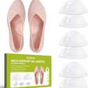 Bukihome Arch Support Inserts for Plantar Fasciitis - Anti Gravity Design - 3 Pairs Adhesive Gel Arch Pads for Women & Men - High Arch Support Insoles for Flat Feet,Relieve Pressure - Large (Clear)