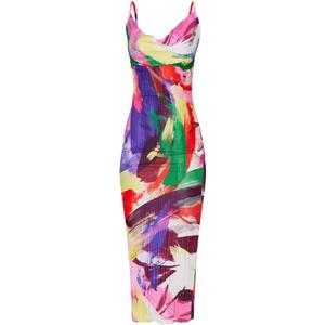 Cowl Neck Dress Sexy Strap Shoulder Pleated Maxi Dresses Summer Wedding Guest Dresses for Women (Large, Multicolored)