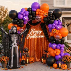 Halloween Balloon Arch Kit, Skeleton Foil Balloon, 119 Pcs, 4.9 ft