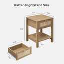 SICOTAS Rattan Nightstand Set of 2, Rattan Decor Drawer with Brass Knobs Night Stand Bedside Table Boho End Tables Side Tables with Storage Shelf for Bedroom,Small Space, 2 Pieces