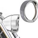NTHREEAUTO 7" Headlight Visor Trim Ring Chrome Motorcycle Headlamp Frenched Rings Head Lamp Decorate Accessories Compatible with Harley Road King Electra Glide Heritage Softail Touring (Chrome)