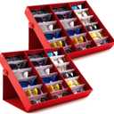18 Slot jewelry Sunglasses Organizer Box Stand Display Case/Tray, Snap Close & Polyester Silk Lined (2, Red)