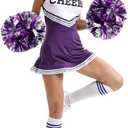 Hooshing 2/6/12PCS Pom Poms Cheerleading with Baton Handle Cheerleader Pompoms for Cheering Sports Games Dancing Party Team Spirit