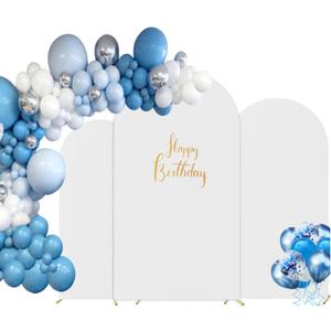 Arch Backdrop Stand Cover Set of 3, 7.2FT 6.6FT 6FT White Spandex Stretchy Backdrop Wedding Arch Cover for Birthday, Party, Baby Shower Ceremony Banquet Decoration (White, 7.2FT,6.6FT.6FT)
