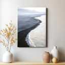 Navy Blue Ocean Painting Blue Sea Wave Picture Abstract Sea Wall Art Black and White Beach Painting Coastal Seascape Pictures Nature Seascape Canvas Beach Scene Poster for Bedroom 16x24in with Frame