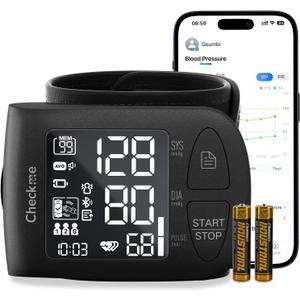Checkme Wrist Blood Pressure Monitor for Home Use, Bluetooth Blood Pressure Machine, Digital LCD Display BP Monitor with Voice Broadcast, Adjustable Blood Pressure Cuff 5.3-8.5 Inch, Compatible App