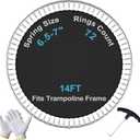 SPORTYOUTH Trampoline Replacement Mat, Fits 12ft 14ft 15ft Round Trampolines Frame with 72/88/96 V-Rings Using 5.5/6.5/7 in Springs, Water-Resistant, UV Resistant, Good Jumping Bounce