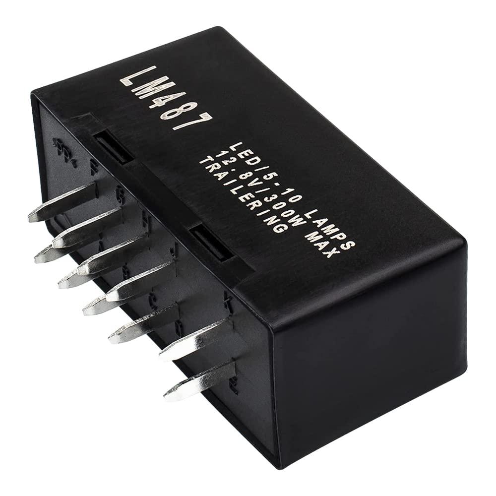 LM487 LED Flasher Relay Fit for GM GMC Chevrolet Silverado 10 Pins Hazard Warning and Turn Signal Flasher Relay Fix Hyper Flash Replace 10383321 15231201