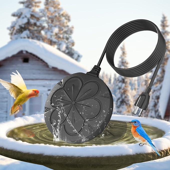 kapwall 110W Bird Bath Heater for Outdoors in Winter–Submersible Pond Deicer,Cast Aluminum Thermostatic Chicken Water Heater, Black