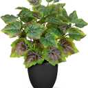 14.5" Artificial Plants Indoor Home Decor, Fake Potted Silk Plants for Shelves Living Room Decorative, Small Artificial Office Desk Plants in Pots, Faux Grape Leaf Vine Hope Tropical House Plant (# Rusted Green)