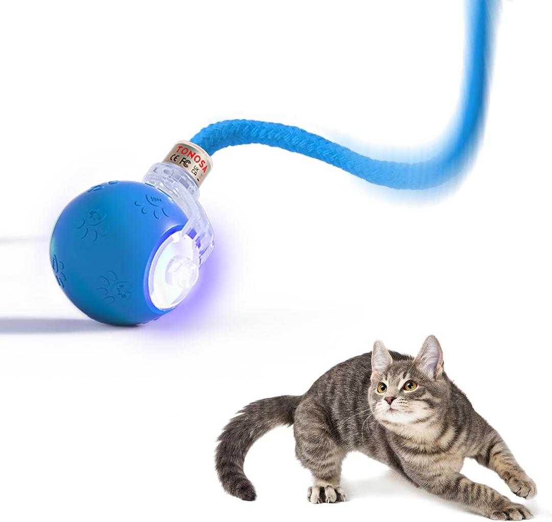 TONOSA Interactive Cat Ball Toy – Motion Activated, RGB Lighting, 3 Motion ModesAutomatic Cat Ball for Bored Indoor Cats(Blue)