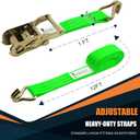 1.5 inch Ratchet Straps Heavy Duty 8 Pack 1-1/2 in x 12ft Cargo Load Tie Down Strap Double J Hook Green 2200lbs Working Load for Trucks