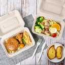 ECOLipak 75 Pack Clamshell Take Out Food Containers, 100% Compostable To Go Containers Disposable, 9X6 inch Heavy-Duty To Go Boxes, Eco-Friendly Biodegradable To Go Containers For Food