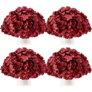 Tigeen 50 Pcs Hydrangea Artificial Flowers Bulk 7.48 Inch Artificial Hydrangeas with Removable Stems Faux Flowers Wedding Decor for Home Garden Party Decoration DIY Project (Burgundy)