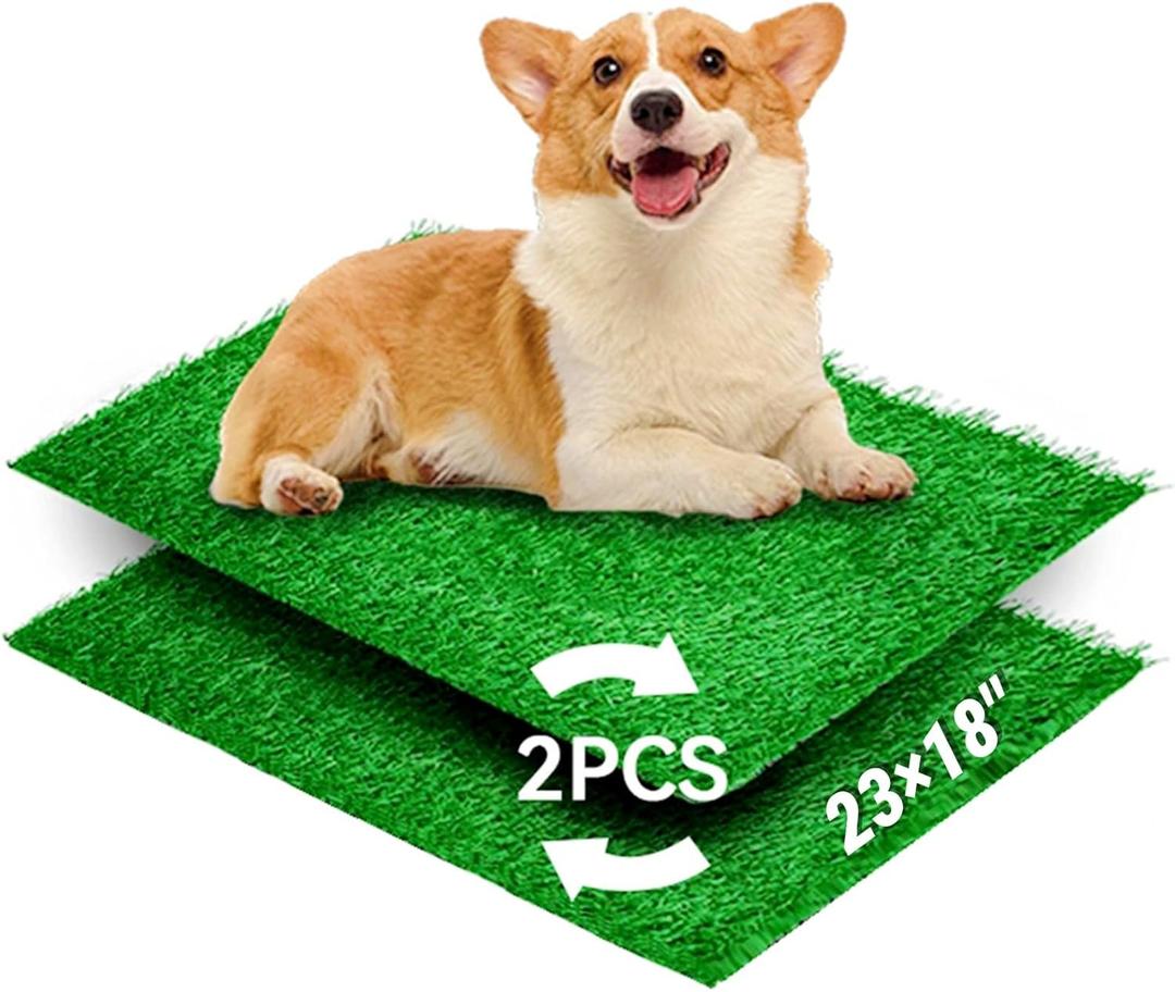 ELLOTY Artificial Dog Grass Pee Pads for Training, Reusable Washable Replacement Turf for Potty Tray, Indoor/Outdoor Turf Grass，Realistic Fake Grass for Dogs Potty（23"x 18"）