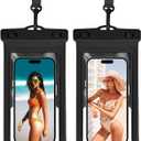 Waterproof Phone Pouch, with Build-in Card Holder, Large Waterproof Case Compatible with iPhone 17 16 15 14 13 Pro Max, Beach Cruise Essentials, 2 Pack, Black and Black