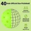 50pc Pickleball Balls,40 Hole Outdoor pickleball balls with Mesh Bag,8mm Precision Drilled-Spaced Pickle ball Set-Professional Plastic Ball for Pickleballs Paddles&Indoor or Outdoor Sport Court(green) 