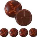 6Pcs Brown 25 mm Genuine Leather Cover Buttons, Round Shank Sewing Buttons Sew on Football Button with Shank Sew for Clothes Dress Coats Jackets Sweaters Blazers Jeans DIYS Handicrafts (25mm)