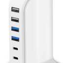 USB Charger Upoy, Charging Station for Multiple Devices 45W, Fast Charging Blocks with Dual Type C Ports, USB Charging Hub Organizer Multiport for iPhone, Ipad, Kindle, Travel Accessories