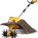 Cordless Tiller Cultivator Compatible with Dewalt 20V Battery (Tool Only), MtiolHig 360RPM Electric Garden Tiller for Gardening, Brushless Rototiller 9" Width 6.3" Depth for Soil Cultivation, Yellow