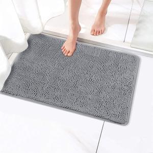 Soft Microfiber Bathroom Rugs, 17 x 24 Inches Non Slip Bath Mat for Door, Bathroom & Bedroom with Water Absorbent, Machine Washable (Gray) (Grey)