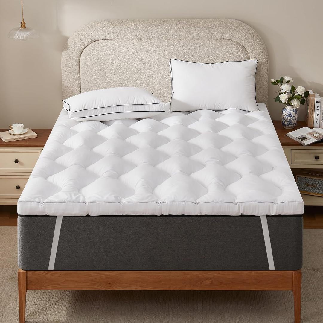 Decroom 3 Inch Memory Foam Mattress Topper King Size for Back Pain Relief, Soft Fluffy Supportive Bed Mattress Pad, Filled with Breathable & Soft Memory Foam Pillow Topper, 80x78x3 Inch