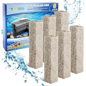 Ammonia Reducer Filter Pads Compatible with Aqueon Quietflow 20 & 75, Sponge Replacement Filter Cartridges for Aqueon Quietflow LED PRO Aquarium Fish Tank Power Filter 6PCS