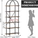 Arbuxzuy 6 Tier Bookshelf, 83" Tall Arched Bookcase, Tall Book Shelf with Metal Frame, Industrial Display Standing Shelf for Living Room, Home Office, Bedroom, Brown
