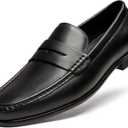 Journey West Mens Dress Shoes Slip on Penny Loafers for Men (US 8.5, Black)