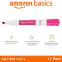 Amazon Basics Dry Erase Whiteboard Markers, Chisel Tip, Low-Odor, Assorted Colors, 12-Pack, Erase Easily