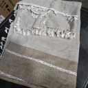 Laolitou Rustic Tablecloth Cotton Linen Waterproof Farmhouse Tablecloth Burlap Table Cloths for Kitchen Dining Cloth Table Cloth for Rectangle Tables Coffee Lines Rectangle,55''x70'',4-6 Seats